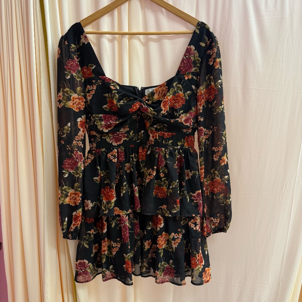 ROW A Floral Babydoll Mini Tiered Dress Size Large